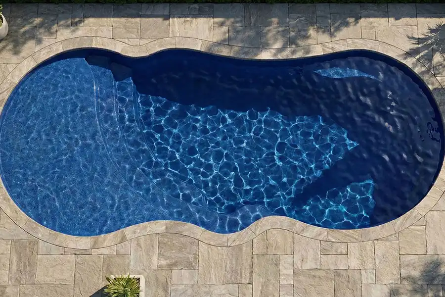 Orion 35 Fiberglass Pool Model Orion 35 fiberglass pool model with contemporary freeform pool design