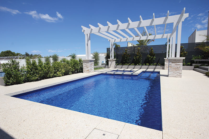 Saint-Remy Fiberglass Pool Model Saint-Remy fiberglass pool model with integrated pool and spa design
